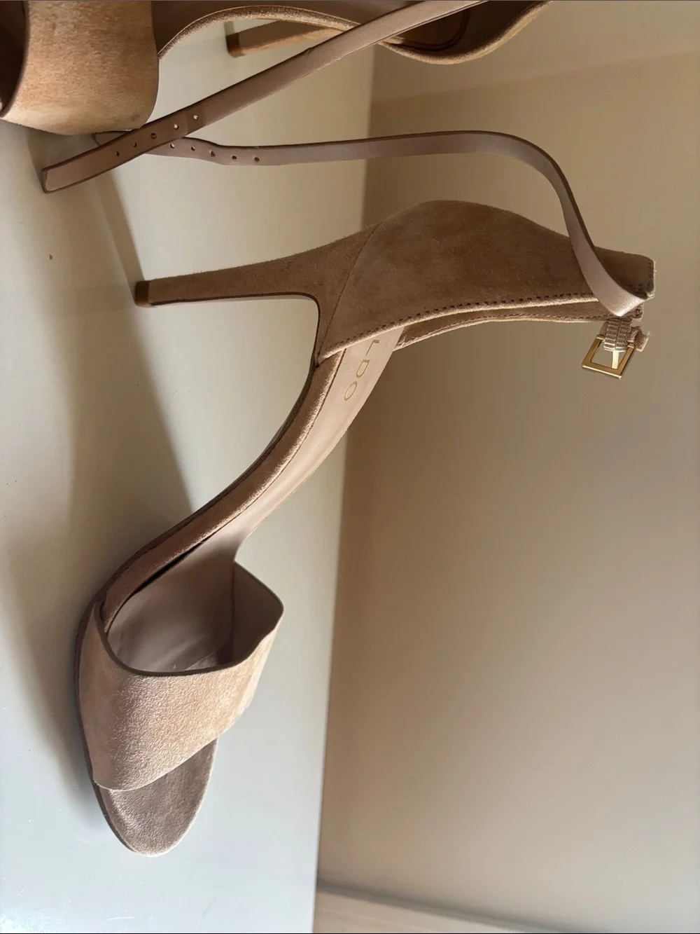 ALDO Tan Suede Ankle-Strap Stiletto Sandals